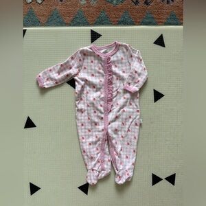 Princess Rose|Baby girl Pink gingham,ditsy strawberry printed onesie/footsies•••